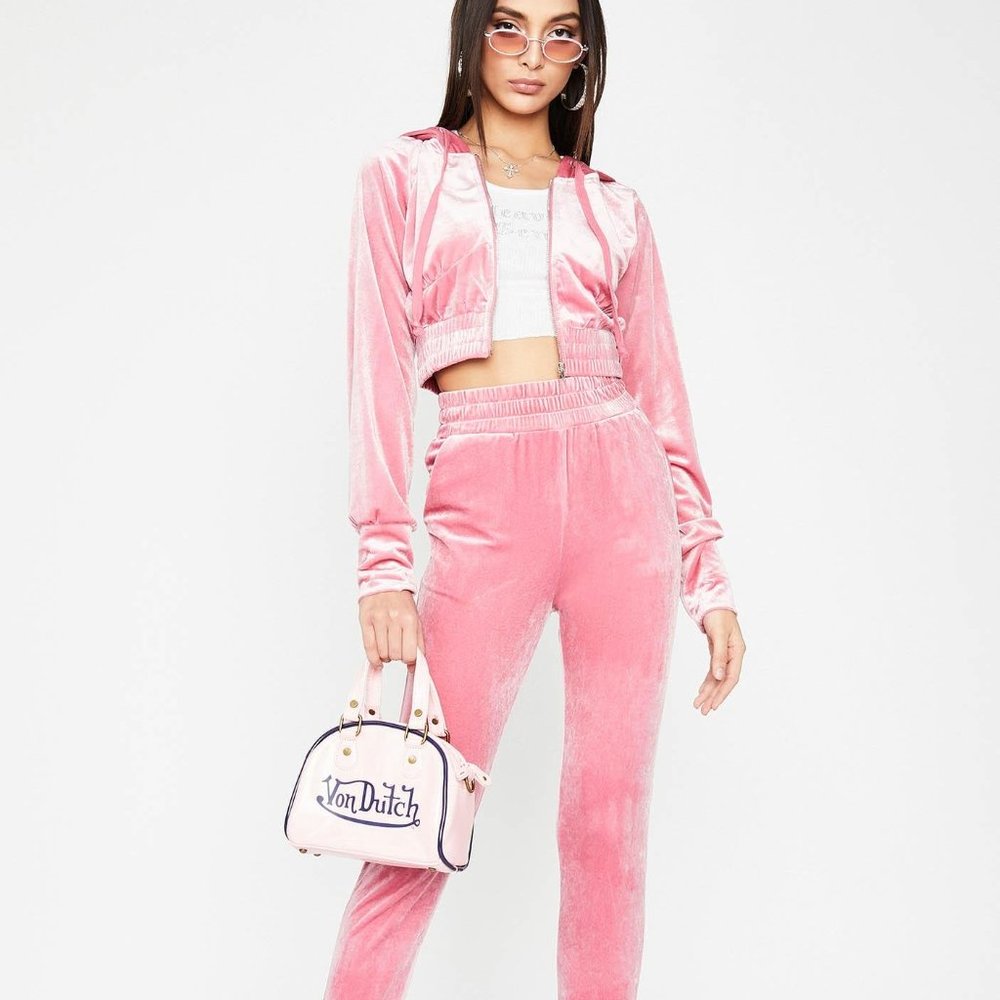 DOLLS KILL PINK MAJOR FLAVA VELVET SET - Picture 4 of 5